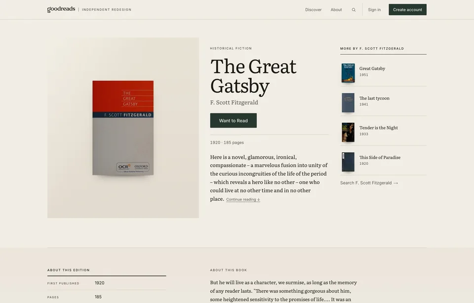 Book detail: the cover, one primary action, and the work's other books