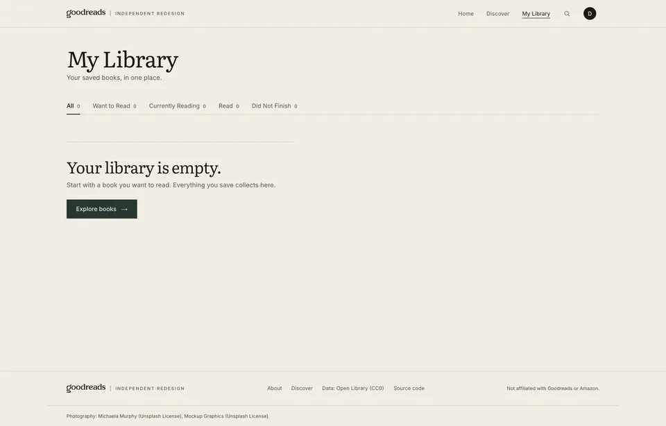 My Library, filtered by reading state